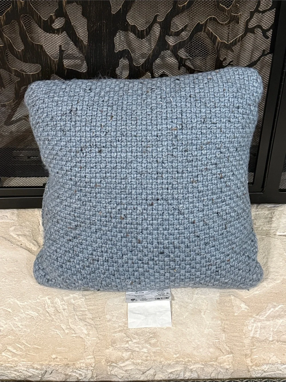 New Light Blue Crocheted Accent Pillow - Retail $25